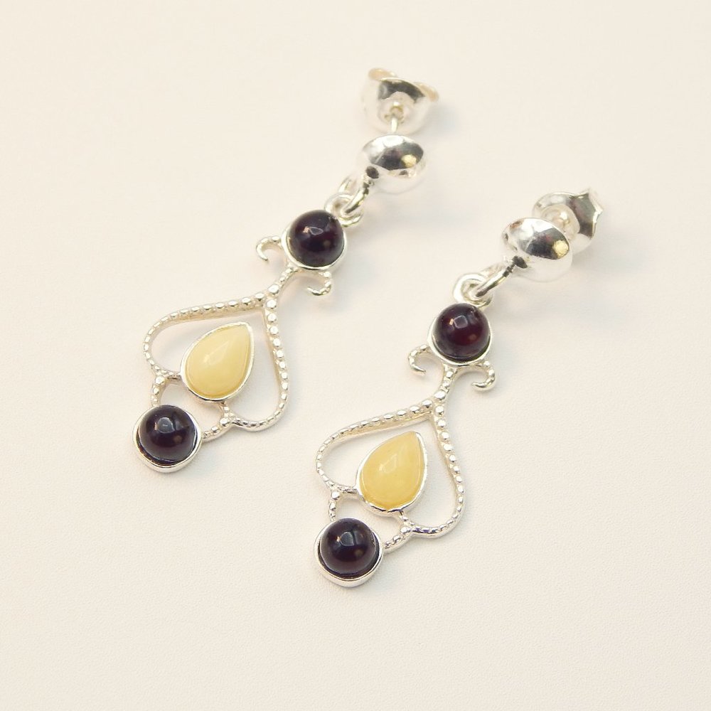 Silver and Yellow Geometric Dangle Earrings